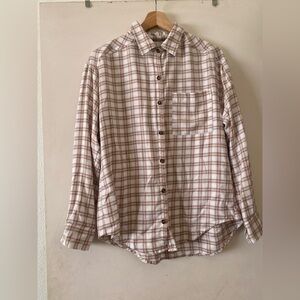 Hollister Beige and White Plaid Button-Down Shirt